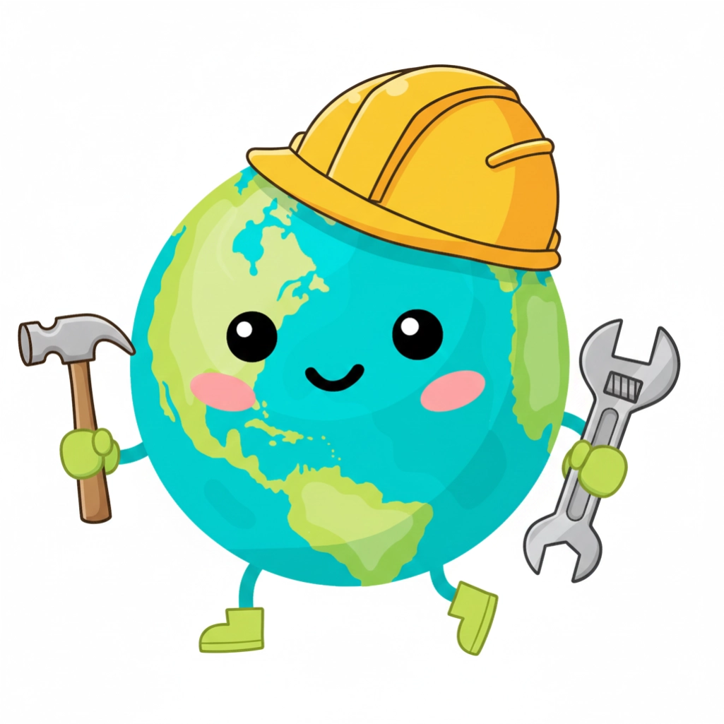 Mascot Poliglotón working on the platform